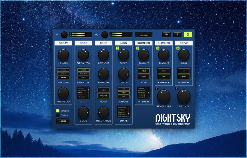 Strymon NightSky is a creative reverb and sound design plugin inspired by the acclaimed hardware pedal delivering deep ambient textures evolving tails and experimental spatial effects for modern music production Featuring shimmer pitch shifting resonators step sequenced modulation freeze functions and detailed tone shaping it transforms vocals synths guitars drums and effects into immersive soundscapes Perfect for producers composers and sound designers seeking atmospheric depth
