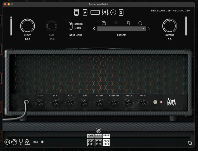 Neural DSP Archetype Gojira is a high gain guitar processing suite created with Gojira designed to deliver crushing rhythm tones aggressive leads and atmospheric textures for modern metal production Featuring multiple amp models cab simulation pitch effects distortion delay reverb and precision EQ it shapes guitars with tight low end clarity and impact Perfect for guitarists producers and engineers seeking massive mix ready tone progressive metal character and professional sound in any DAW