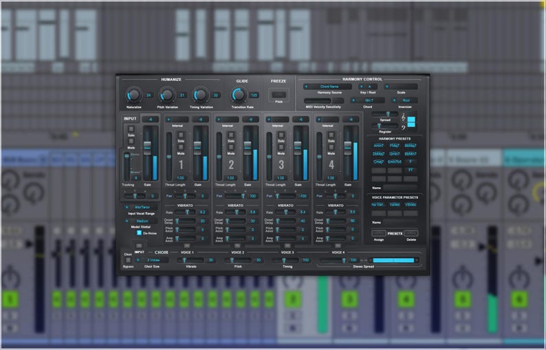 Antares Harmony Engine is a powerful vocal harmonizer plugin that creates up to four realistic harmony voices from a single vocal track. With automatic, chord-based, or MIDI-controlled modes, it offers full control over pitch, pan, vibrato, and timing. Featuring the CHOIR function and humanization tools, it delivers rich, natural vocal layering. Compatible with major DAWs, it's ideal for enhancing vocal productions with professional harmonies